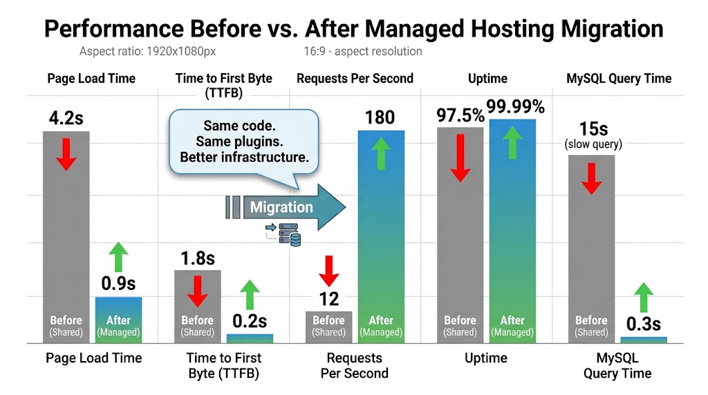 Performance Before vs. After Managed Hosting Migration.
