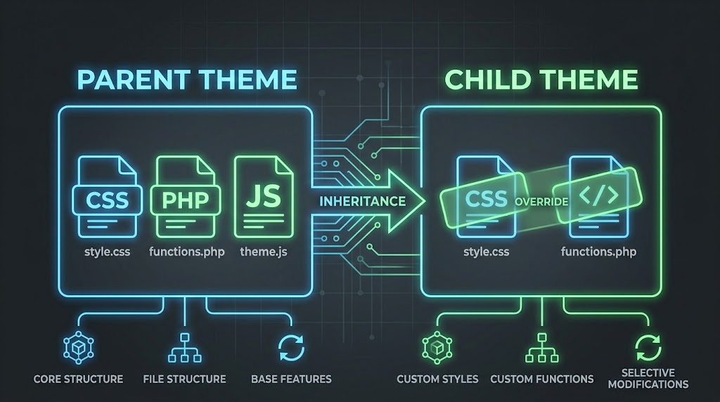 Parent Theme vs Child Theme Inheritance.