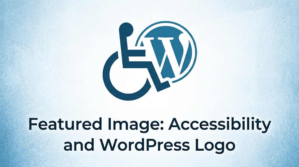 Accessibility icon (universal access symbol) with WordPress logo.