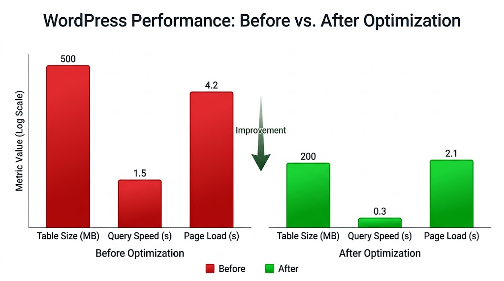 WordPress Performance Before vs After Optimization.