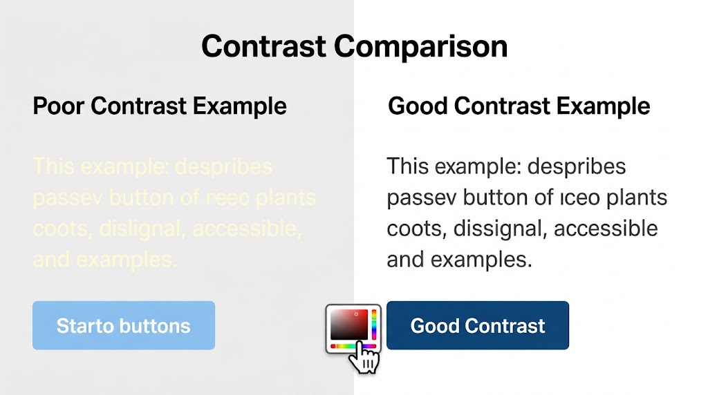 Side-by-side comparison of poor contrast text that is hard to read on the left and good contrast text that is clearly legible on the right.